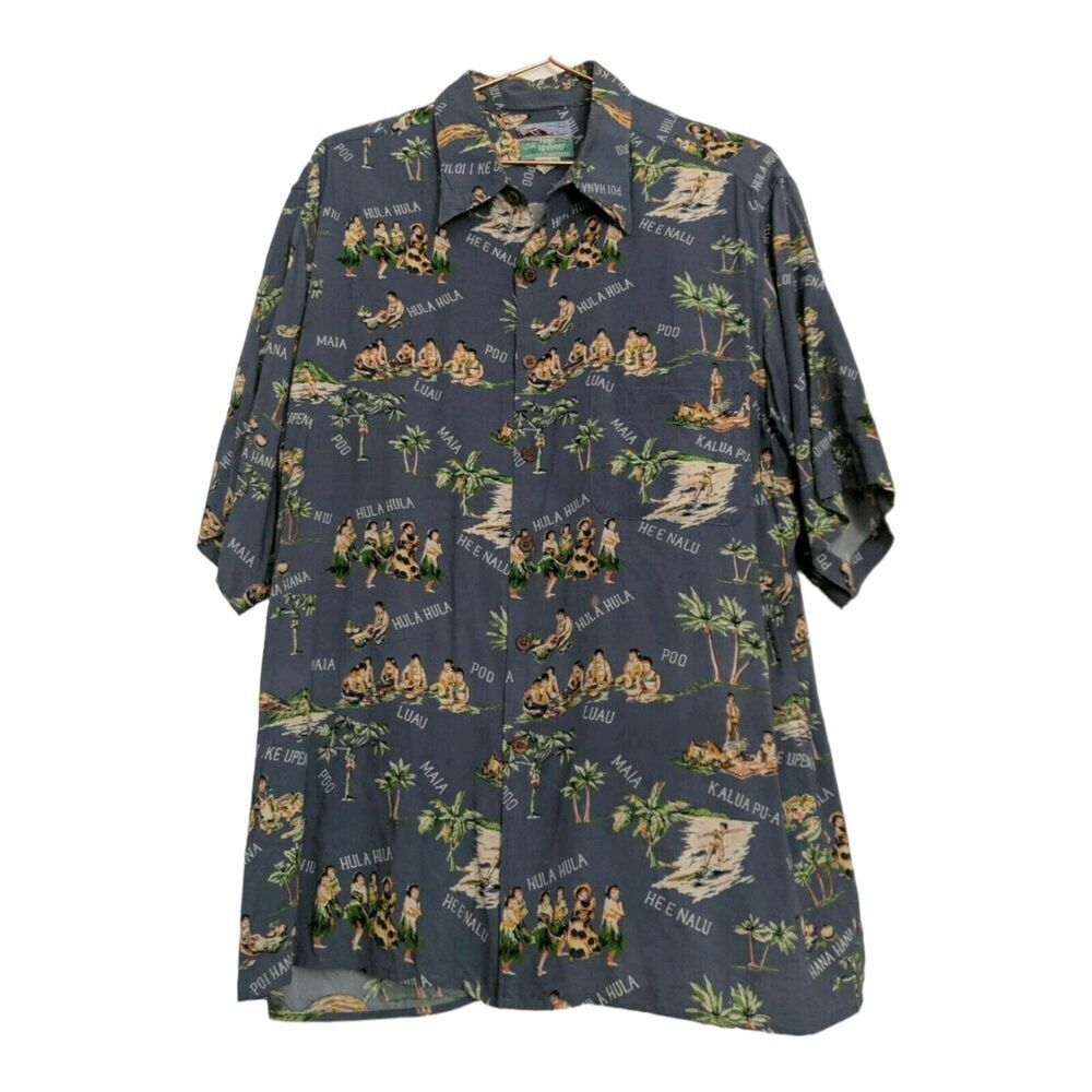 Reyn Spooner Men's Aloha Hawaiian Medium Hula Girls Upena Niu Poi Hana - Picture 4 of 6